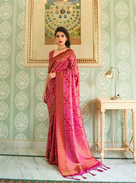 Elora Hot Pink Kanjeevaram Soft Woven Silk Designer Saree – elorafashion