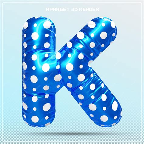 Premium PSD | Bubble letter k font blue alphabet 3d render
