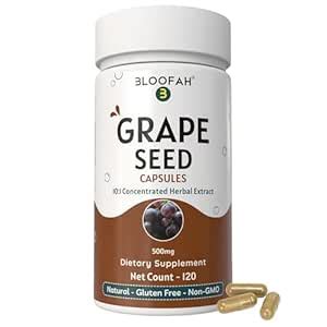Bloofah Grape Seed Capsules - 120 Count | 100% Pure Grapeseed 10:1 ...