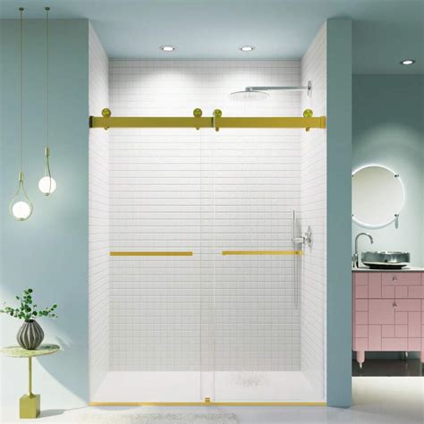 BARONAGE 56 - 60" W * 76" H Frameless Double Sliding Shower Door With ...