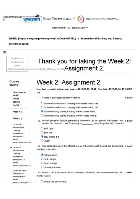 Lakshman Economics of Banking and Finance Markets - Unit 3 - Week 2 ...