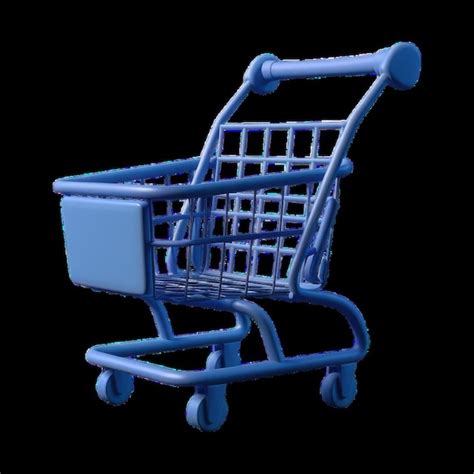 Blue shopping cart on a black background in 3d design | Premium AI ...