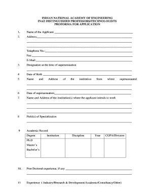 Fillable Online inae INDIAN NATIONAL ACADEMY OF ENGINEERING bINAEb ...
