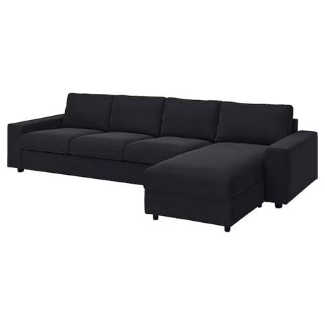 IKEA Vimle 4 seat sofa with chaise longue wide armrests black blue ...