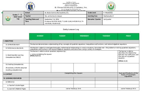 Image result for Alternative Learning System Daily Lesson Log On Math