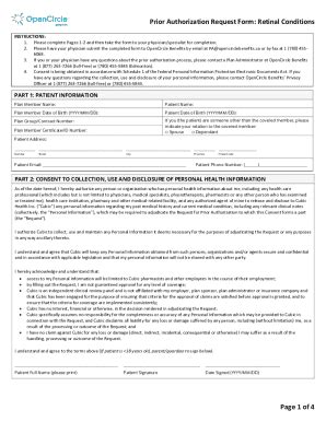 Fillable Online Prior Authorization Request Form: Retinal Conditions ...