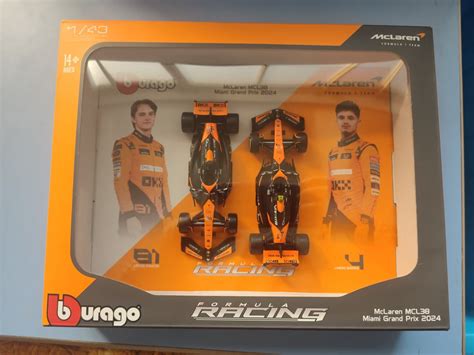 Bburago 2024 McLaren Miami Racing Team twin cars by Lando Norris and O ...