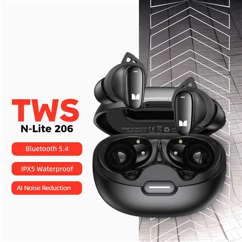 Monster N-LITE 206 Sports Wireless Headphones Bluetooth 5.4 Earphones ...