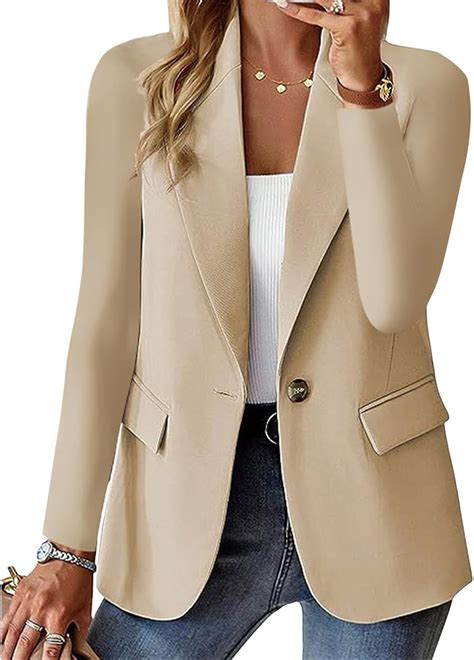 Business Casual Blazers for Women Lapel Open Front Suit Jackets Office ...