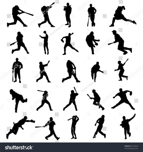 Baseball Player Silhouettes Stock Vector (Royalty Free) 55136530