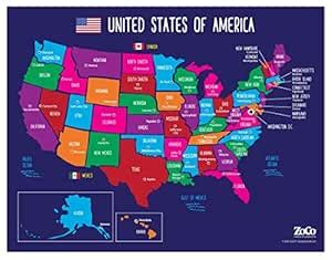 United States Map for Kids With Capitals - 50 States and North America ...