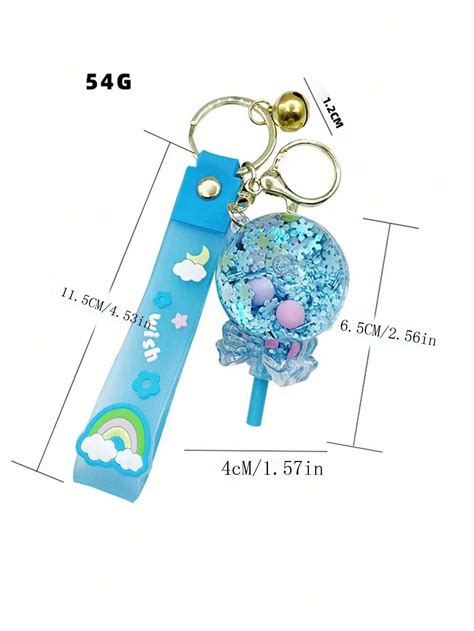 1pc Multicolor Quicksand Oil Floating Lollipop Keychain, Delicate Girl ...