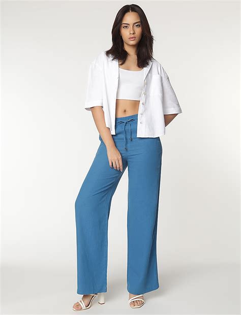 Buy Linen Rich Relaxed Fit Pants at Marks & Spencer