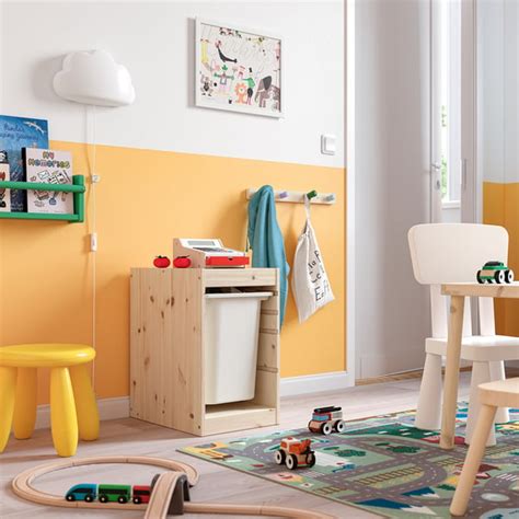 TROFAST storage combination with box, light white stained pine/white ...