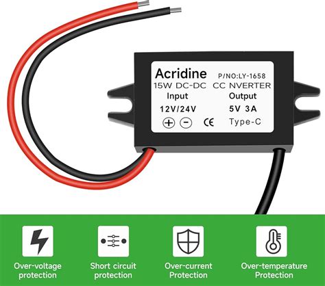 Acridine 1-Pack DC 12V/24V to 5V USB C Buck Converter 3A 15W India | Ubuy