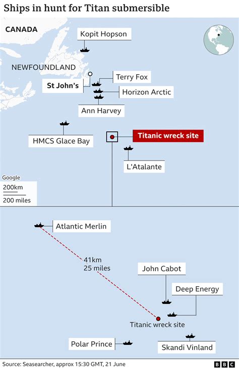 Missing Titanic sub search team expand search area as oxygen fears mount - BBC News
