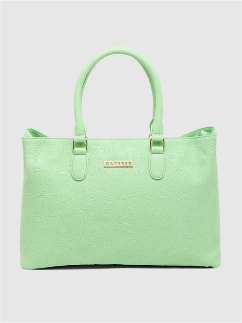 Buy Caprese Avalon Floral Tote Medium Green Ash @ Rs.1320 | Caprese Bags