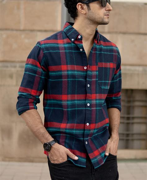 Navy Button Down Brushed Checks Shirt – Powerlook