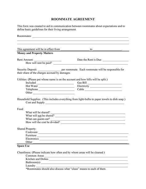 40+ Free Roommate Agreement Templates & Forms (Word, PDF)