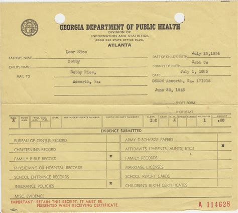 Parental record, Leer [Lee] Rice and Bobby Rice, Georgia Department of ...