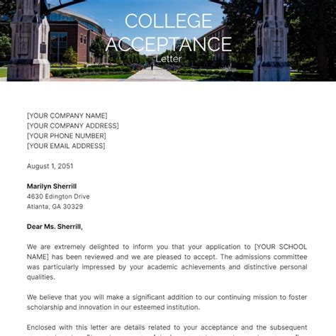 College Acceptance Letter Template - Ablebionics