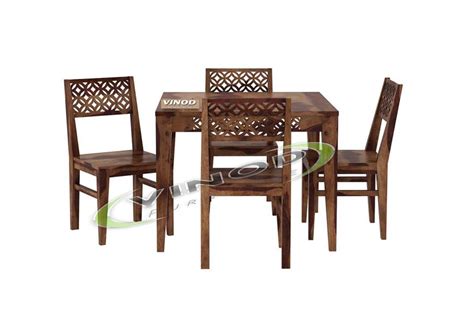 Buy Vinod Furniture Sheesham CNC Cuting Wood Dining Table 4 Seater Set ...
