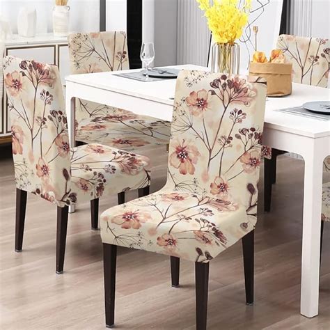 BRIDA® Stretchable Floral Geometric Printed Dining Chair Covers Elastic ...