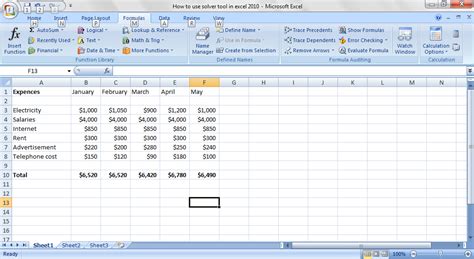 Image result for Example Excel Worksheet Using Solver