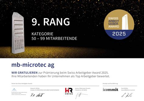mb-microtec als Top-Arbeitgeber in der Schweiz ausgezeichnet!