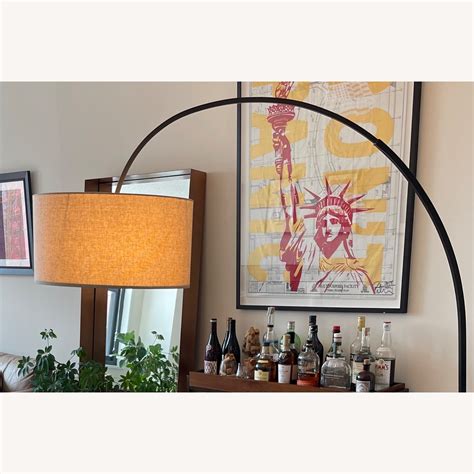 West Elm Overarching Linen Shade Floor Lamp - AptDeco