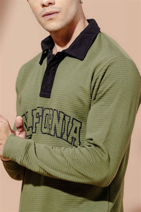 Polo Collar Self Deisgn Printed Tshirt – Gritstones