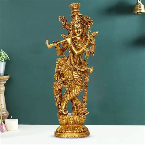 ARTVARKO™ Lord Murli Manohar Krishna Krishan Brass Statue Murti Gift ...