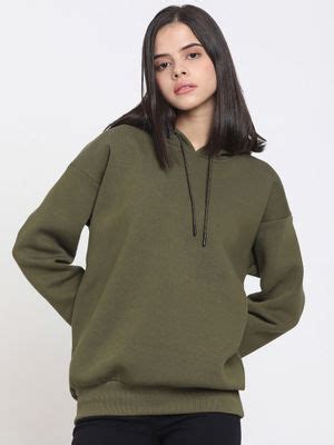 Buy Bewakoof Women's Olive Oversized Hoodies Online