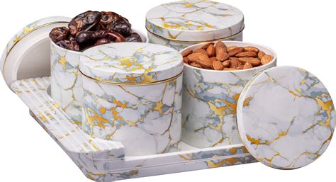 Buy Homeor Air-Tight Dry Fruit Container Tray Set with Lid & Serving ...