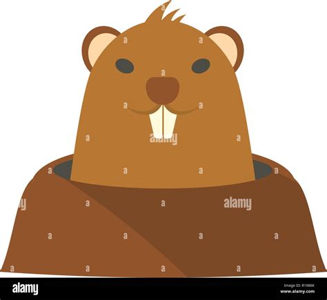 Groundhog in hole icon. Flat illustration of groundhog in hole vector ...