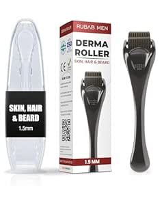 RUBAB MEN Derma Roller 1.5mm for Hair Regrowth with Travel Case | Hair ...