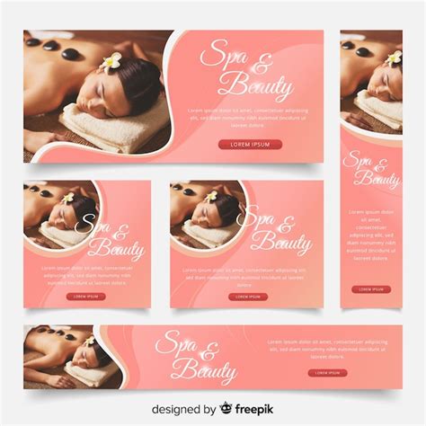 Spa banner collectie met foto | Gratis Vector