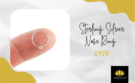 Buy NEMICHAND JEWELS Pure 925 Sterling Silver Nose Ring/Nose Pin Simple ...