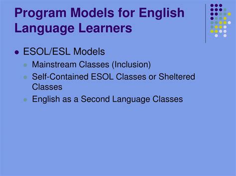 Image result for ESL Program Models