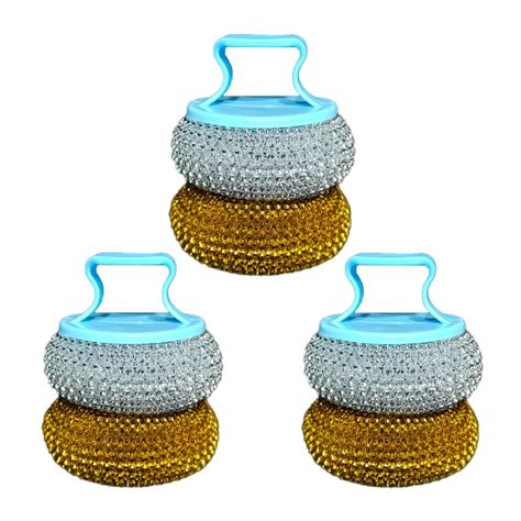 BELLYPIG Steel Dishwasher Scrubber Pairs with Detachable Handle (Set of ...