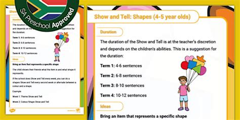 Preschool: Shapes: Show And Tell Ideas (Ages 4-5)