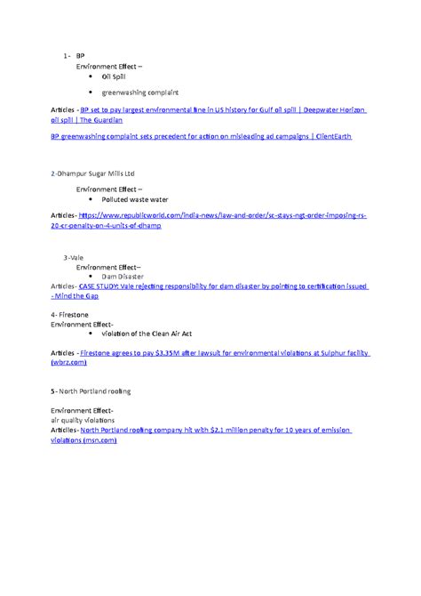 Environment effect in today World - Corporate law - Studocu