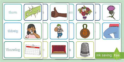 'th' Sound, Word and Picture Matching Cards