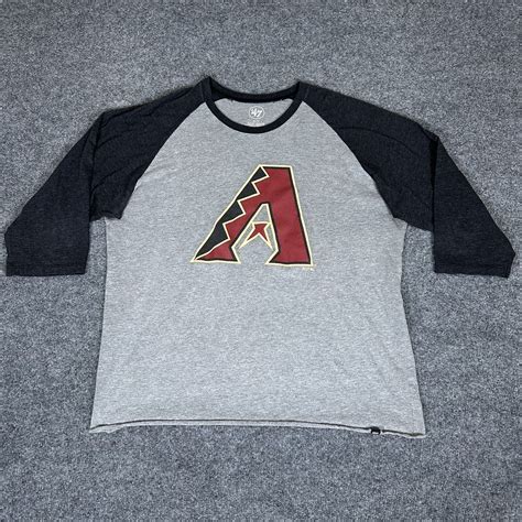 47 Brand Arizona Diamondbacks Shirt Mens XL Grey Red 3/4 Sleeve MLB ...