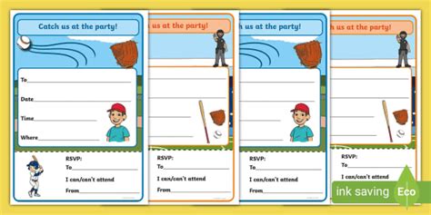 Free Baseball Themed Party Invitations for kids: Download!