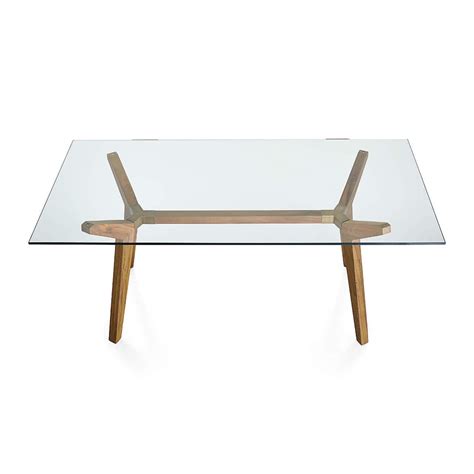 Strut Teak Glass Top Table 70" | Crate and Barrel KSA