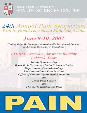 Fillable Online ttuhsc texas tech annual pain symposium form Fax Email ...