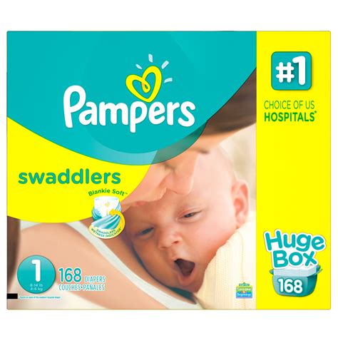 Pampers Size 1 Swaddlers, Soft & Absorbent Newborn Diapers, 168 Ct ...