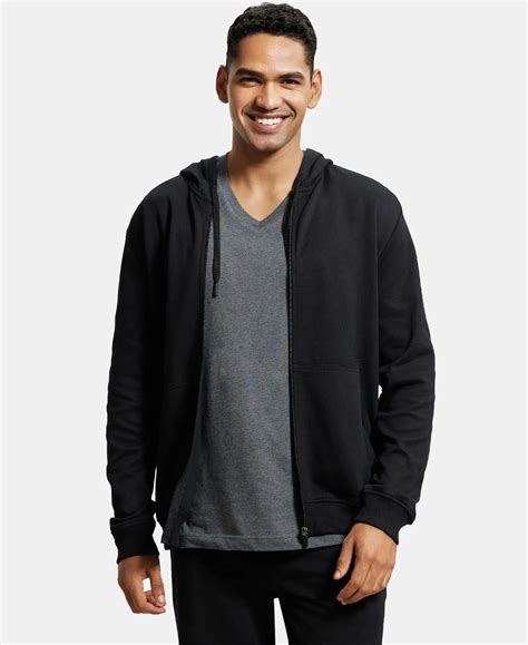 Buy Super Combed Cotton Rich Pique Hoodie Jacket with Ribbed Cuffs ...