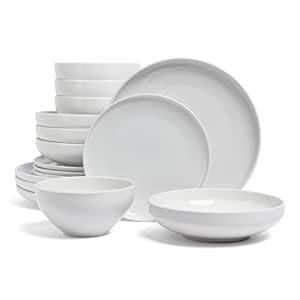 over&back Coupe Dinnerware Set - Porcelain Dishes - Comes with 4 Dinner ...